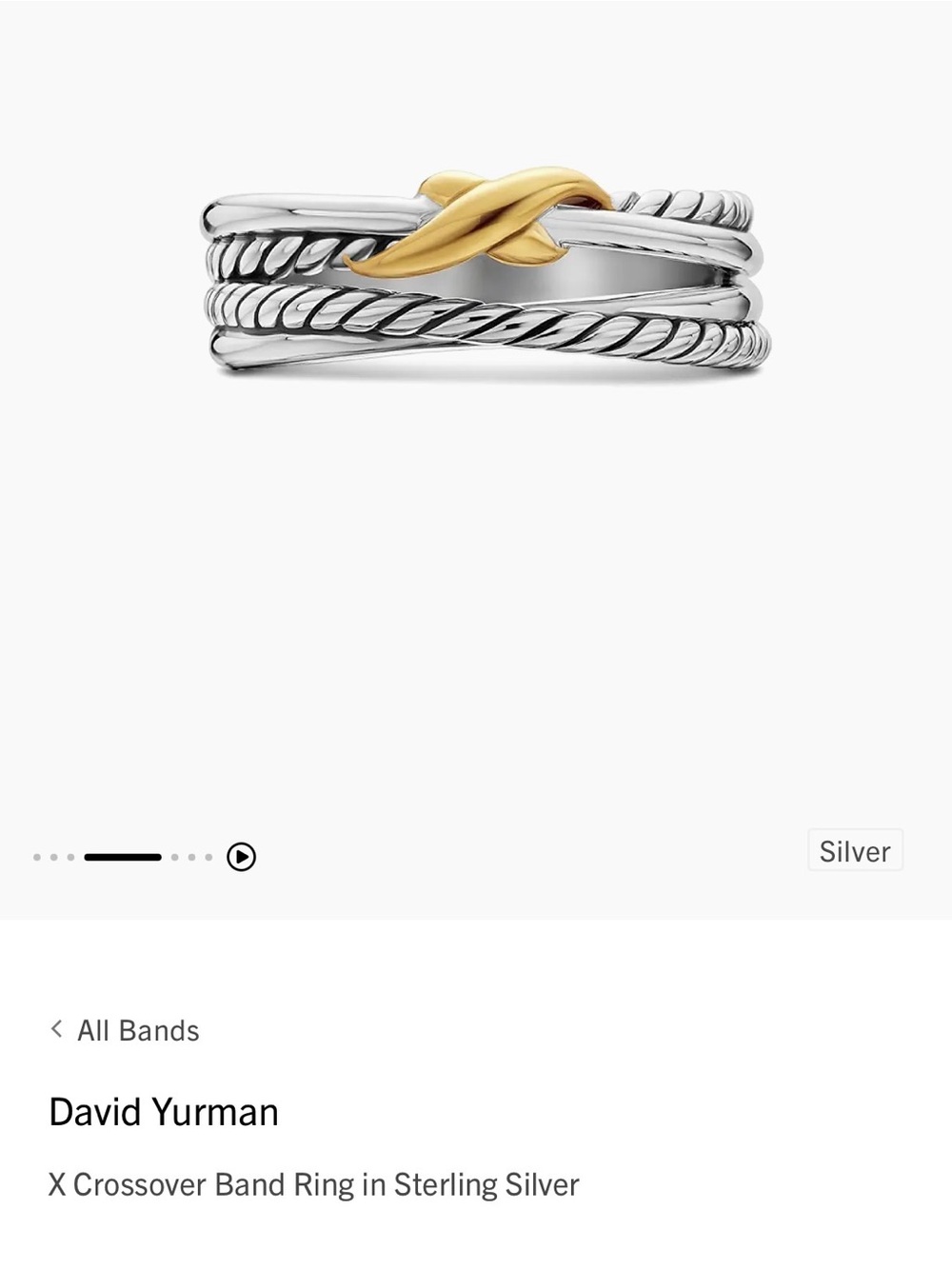 David Yurman Two-Tone Silver and Gold Knot Crossover Ring